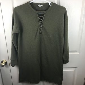 American Eagle Lace Up Dress Tunic Green Large